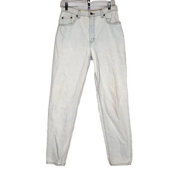 Vintage 80s Womens Levi Jeans 6 SEE High Waisted White Washed Blue Tapered Legs - Picture 1 of 8